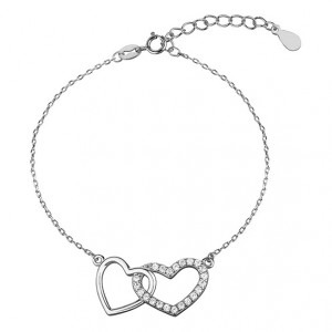 Bratara argint cu inimi si pietre DiAmanti Z1144BR_W-DIA (Argint 925‰ 1,7 g.)